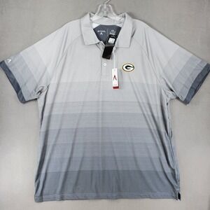 Antigua Green Bay Packers Polo Men XXL NFL Golf Striped Shirt Gravity Gray Ombre
